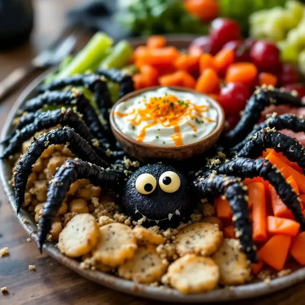 Spooky Halloween Veggie Tray with Ranch Dip preparation steps