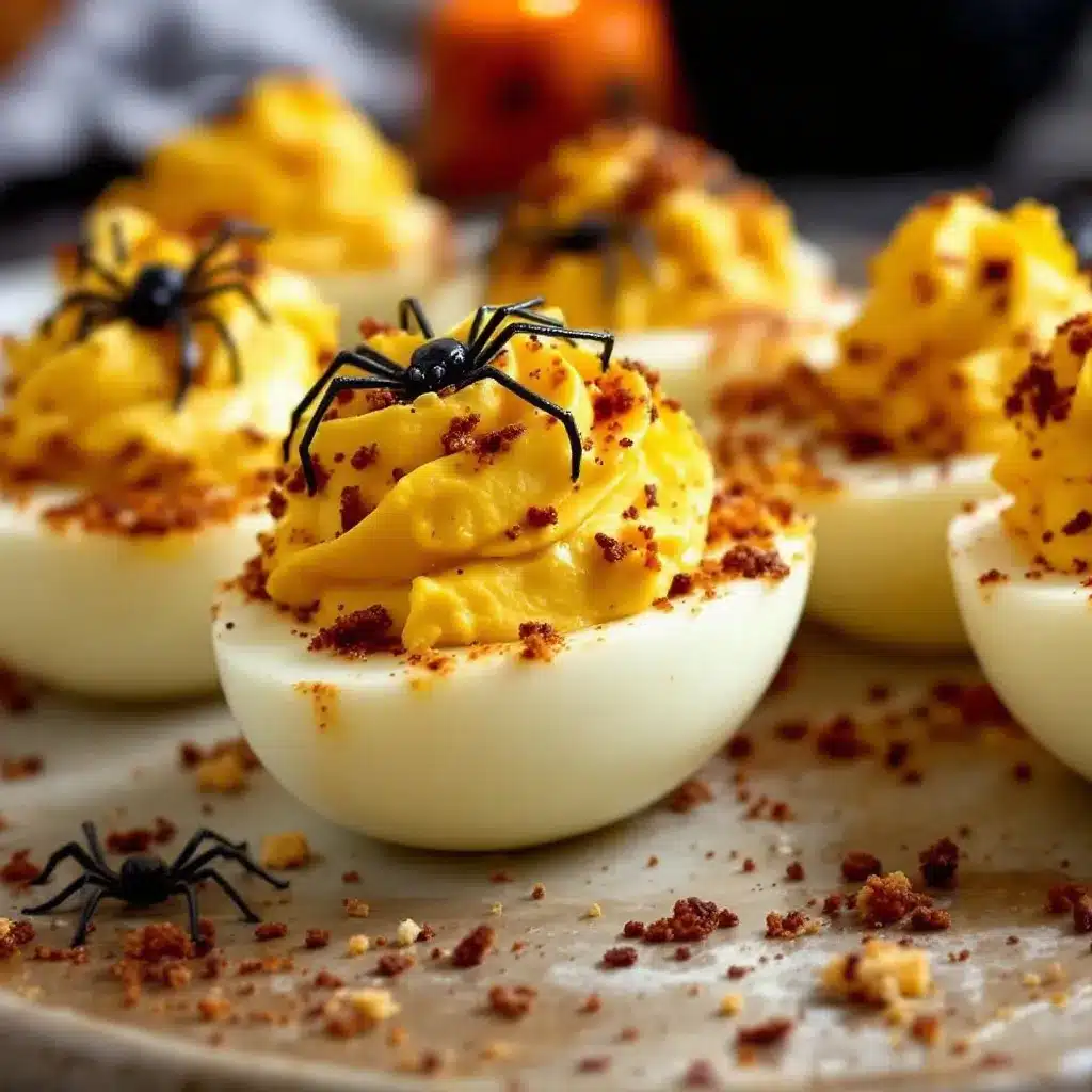 spooky spider deviled eggs preparation steps