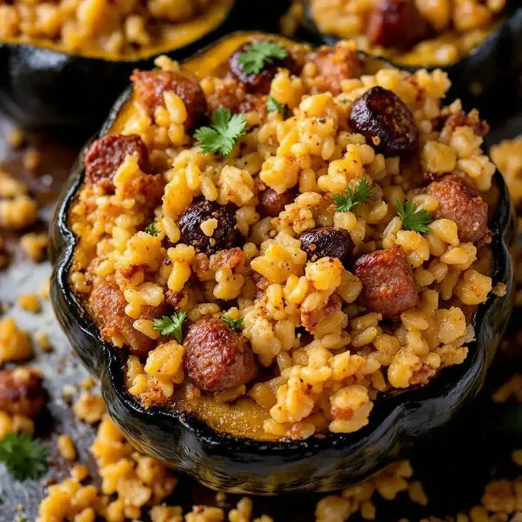 stuffed acorn squash with sausage and wild rice preparation steps